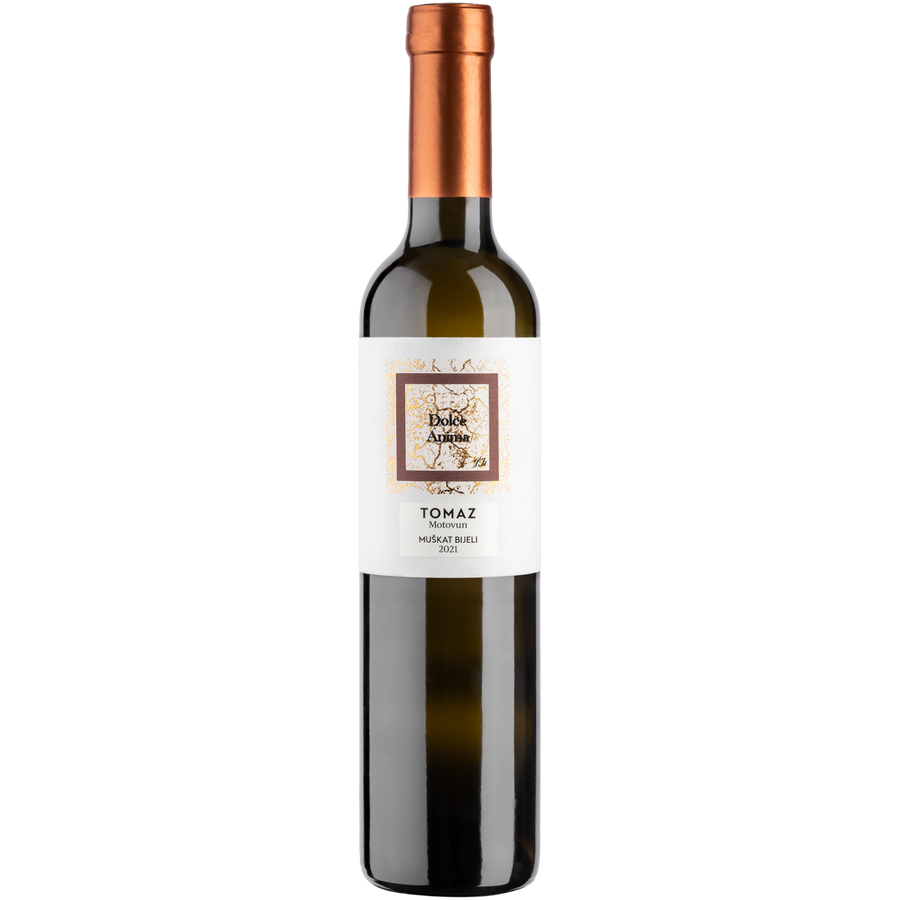 Eine Flasche Muskat Bijeli Dolce Anima von Tomaz 500 ml - Hochwertiger Süßwein aus Istrien, Kroatien