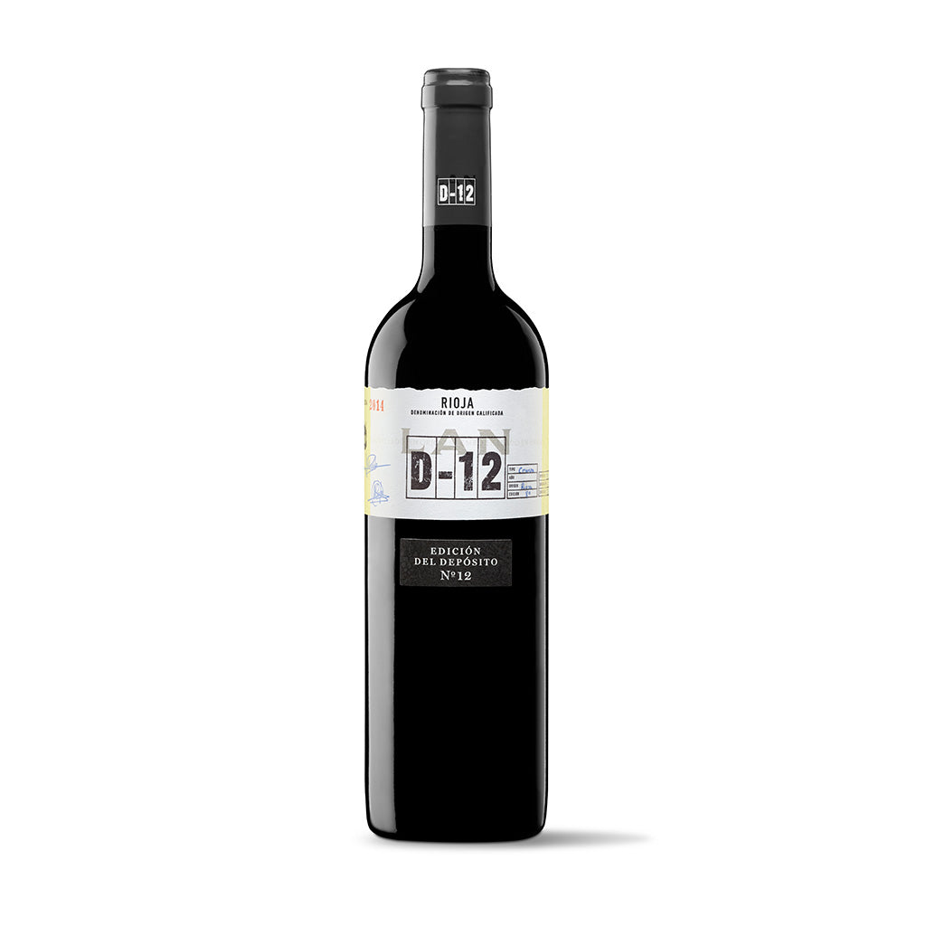 Eine Flasche Rioja Crianza D-12 Bodegas LAN 750 ml - Hochwertiger Rotwein aus Rioja, Spanien