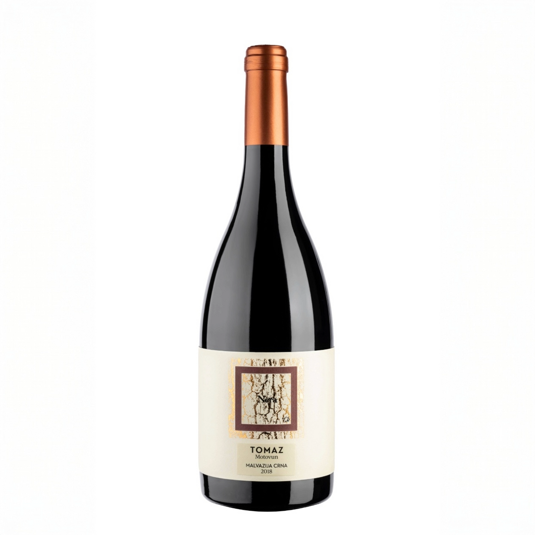 Eine Flasche Malvazija Nera - Crna von Tomaz 750 ml - Hochwertiger Rotwein aus Motovun, Istrien, Kroatien
