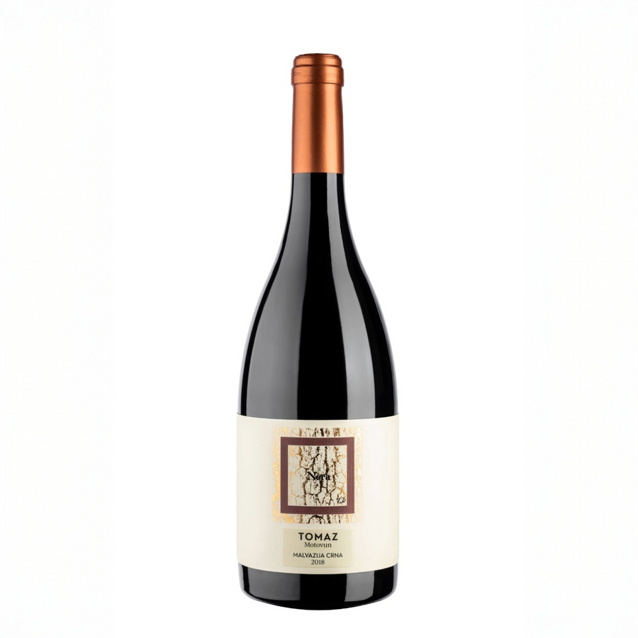 Eine Flasche Malvazija Nera - Crna von Tomaz 750 ml - Hochwertiger Rotwein aus Motovun, Istrien, Kroatien