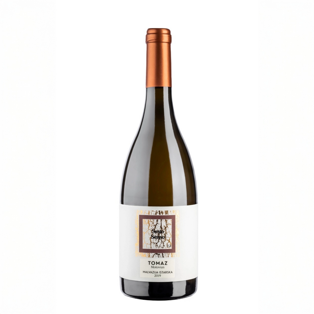 Eine Flasche Malvazija Sesto Senso von Tomaz 750 ml - Hochwertiger Weißwein aus Motovun, Istrien, Kroatien