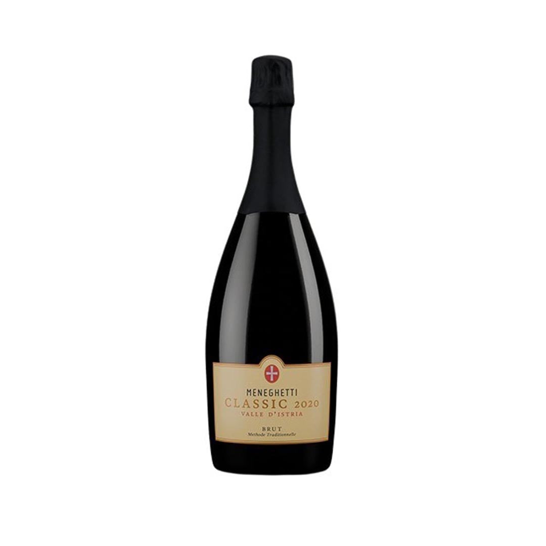 Eine Flasche Meneghetti Classic Brut 750 ml - Hochwertiger Schaumwein aus Bale - Istrien, Kroatien