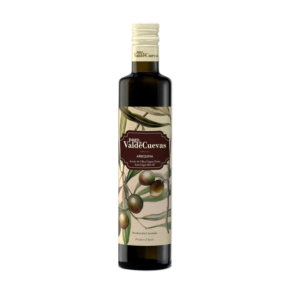 Eine Flasche Pago de ValdeCuevas Extra natives Olivenöl 500 ml und 750 ml. Hochwertiges Olivenöl aus Spanien